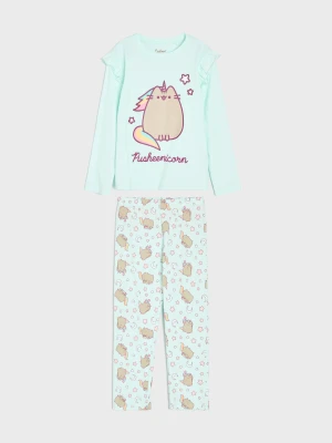 Sinsay - Bawełniana piżama dwuczęściowa z nadrukiem Pusheen the Cat - niebieski