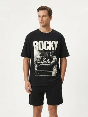 Sinsay - Bawełniana piżama dwuczęściowa z nadrukiem Rocky Balboa - czarny