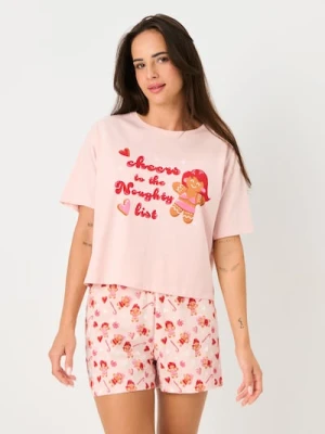 Sinsay - Bawełniana piżama dwuczęściowa z nadrukiem - różowy