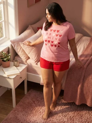 Sinsay - Bawełniana piżama dwuczęściowa z nadrukiem - różowy