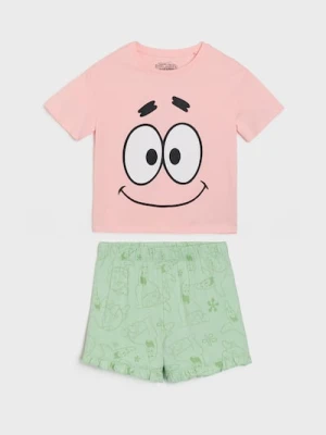Sinsay - Bawełniana piżama dwuczęściowa z nadrukiem SpongeBob - różowy