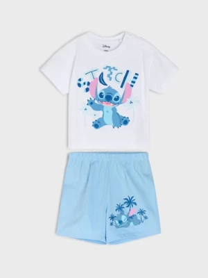 Sinsay - Bawełniana piżama dwuczęściowa z nadrukiem Stitch - biały