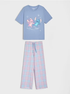 Sinsay - Bawełniana piżama dwuczęściowa z nadrukiem Stitch - błękitny