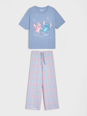 Sinsay - Bawełniana piżama dwuczęściowa z nadrukiem Stitch - błękitny