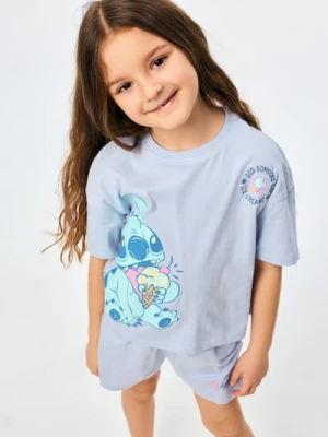 Sinsay - Bawełniana piżama dwuczęściowa z nadrukiem Stitch - błękitny