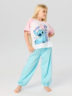 Sinsay - Bawełniana piżama dwuczęściowa z nadrukiem Stitch - błękitny