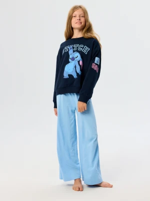 Sinsay - Bawełniana piżama dwuczęściowa z nadrukiem Stitch - granatowy