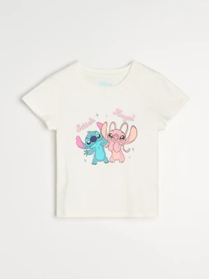 Sinsay - Bawełniana piżama dwuczęściowa z nadrukiem Stitch - kremowy