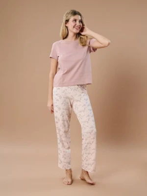 Sinsay - Bawełniana piżama dwuczęściowa z nadrukiem w psy - fioletowy