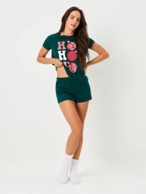 Sinsay - Bawełniana piżama dwuczęściowa z nadrukiem - zielony