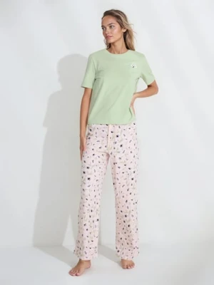 Sinsay - Bawełniana piżama dwuczęściowa z nadrukiem - zielony