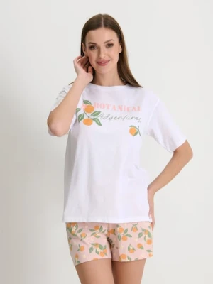 Sinsay - Bawełniana piżama dwuczęściowa z owocowym motywem - biały
