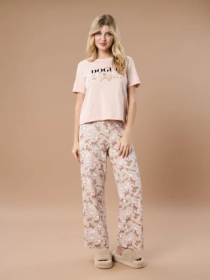 Sinsay - Bawełniana piżama dwuczęściowa z psim motywem - różowy