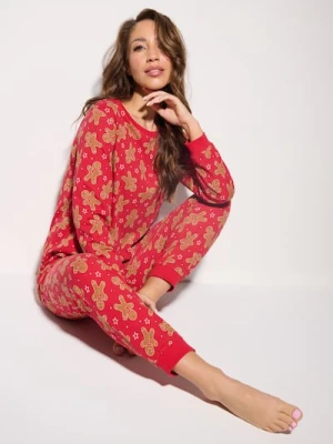 Sinsay - Bawełniana piżama dwuczęściowa ze wzorkiem zimowym - czerwony