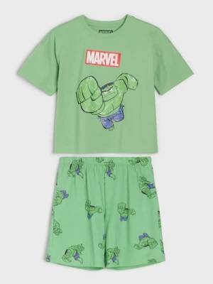 Sinsay - Bawełniana piżama oversize z nadrukiem Marvel - zielony