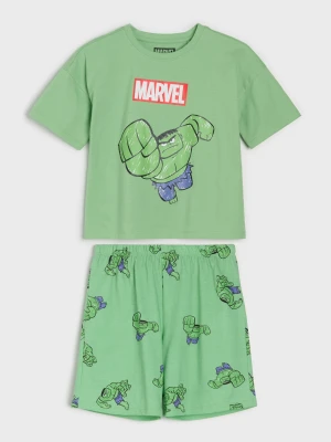 Sinsay - Bawełniana piżama oversize z nadrukiem Marvel - zielony
