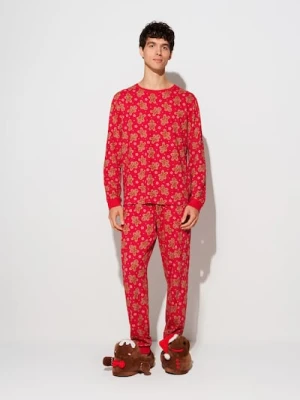 Sinsay - Bawełniana piżama z motywem pierniczków - czerwony