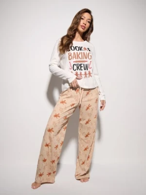 Sinsay - Bawełniana piżama z motywem piernikowego ludzika - biały