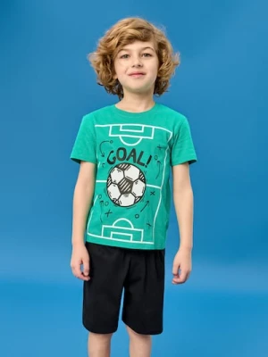 Sinsay - Bawełniana piżama z motywem piłkarskim - zielony