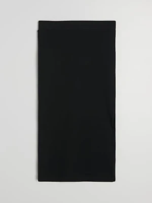 Sinsay - Bawełniana prążkowana spódnica midi z rozcięciem - czarny