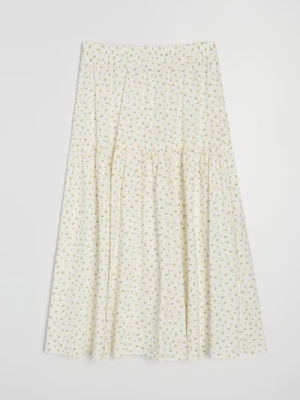 Sinsay - Bawełniana spódnica midi z efektem stopniowania w kwiatki - wielobarwny