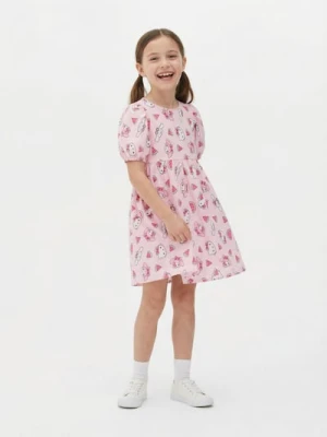 Sinsay - Bawełniana sukienka babydoll ze wzorem Hello Kitty - różowy