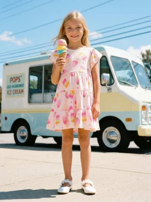 Sinsay - Bawełniana sukienka dresowa - kremowy