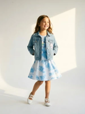 Sinsay - Bawełniana sukienka z nadrukiem Stitch - niebieski