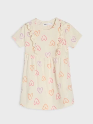 Sinsay - Bawełniana sukienka dresowa ze wzorem - kremowy
