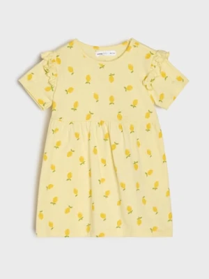 Sinsay - Bawełniana sukienka dresowa ze wzorem - żółty