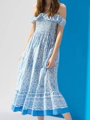 Sinsay - Bawełniana sukienka midi w stylu boho - wielobarwny