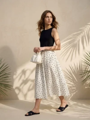 Sinsay - Bawełniana sukienka midi z łączonych materiałów - wielobarwny