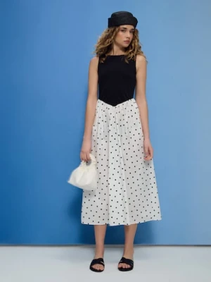 Sinsay - Bawełniana sukienka midi z łączonych materiałów - wielobarwny