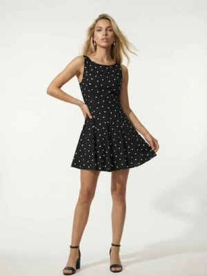 Sinsay - Bawełniana sukienka mini w groszki - czarny