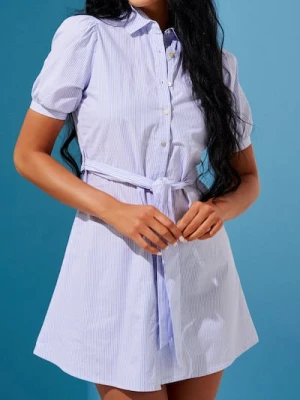 Sinsay - Bawełniana sukienka mini w paski - wielobarwny