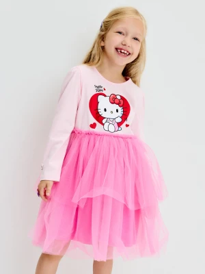 Sinsay - Bawełniana sukienka mini z tiulem Hello Kitty - wielobarwny