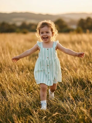 Sinsay - Bawełniana sukienka na ramiączkach w paski z falbanami - kremowy