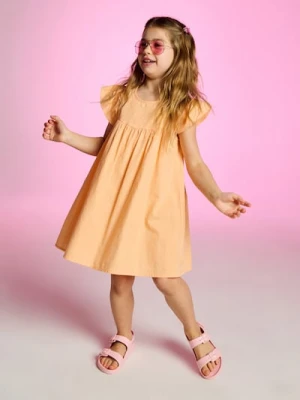 Sinsay - Bawełniana sukienka z falbanami - pomarańczowy