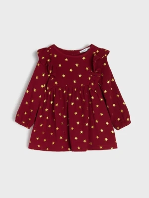 Sinsay - Bawełniana sukienka z motywem świątecznym - czerwony