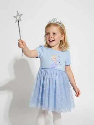 Sinsay - Bawełniana sukienka z tiulem Frozen - niebieski