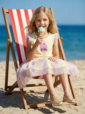 Sinsay - Bawełniana sukienka z tiulowym dołem - wielobarwny