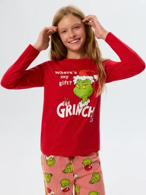 Sinsay - Bawełniana świąteczna piżama z nadrukiem Grinch - czerwony