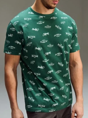 Sinsay - Bawełniana wzorzysta koszulka - zielony