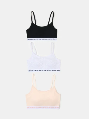 Sinsay - Bawełniane biustonosze sportowe 3 pack - wielobarwny