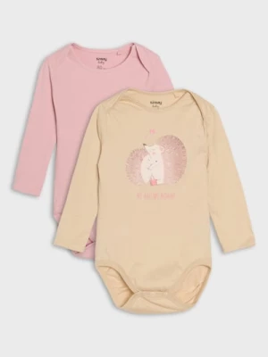 Sinsay - Bawełniane body 2 pack - beżowy