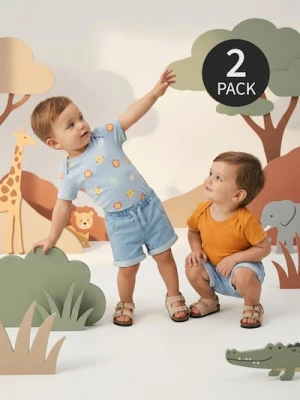 Sinsay - Bawełniane body 2 pack - błękitny