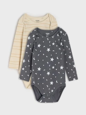 Sinsay - Bawełniane body 2 pack - kremowy