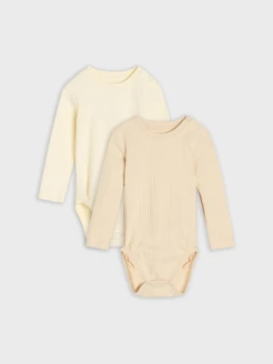 Sinsay - Bawełniane body 2 pack - kremowy