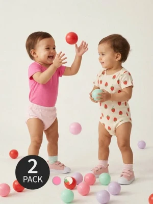 Sinsay - Bawełniane body 2 pack - kremowy