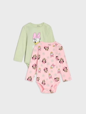 Sinsay - Bawełniane body 2 pack Minnie and Daisy - zielony